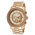 Michael Kors Rose Golden Stainless Steel Band, Case With Embedded Stones and Dial with Chronograph, Ladies Watch - MK5576