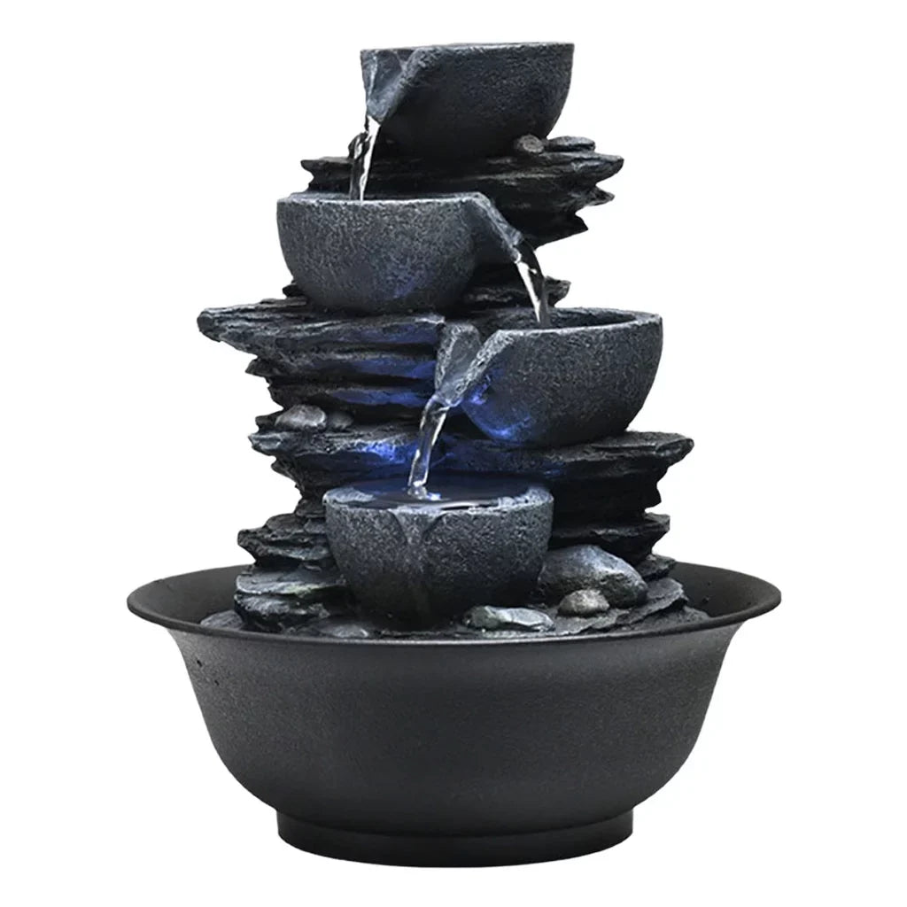 Tabletop moisture Fountain with s Feng Shui Outdoor Waterfall Landscape Home Bedroom , E