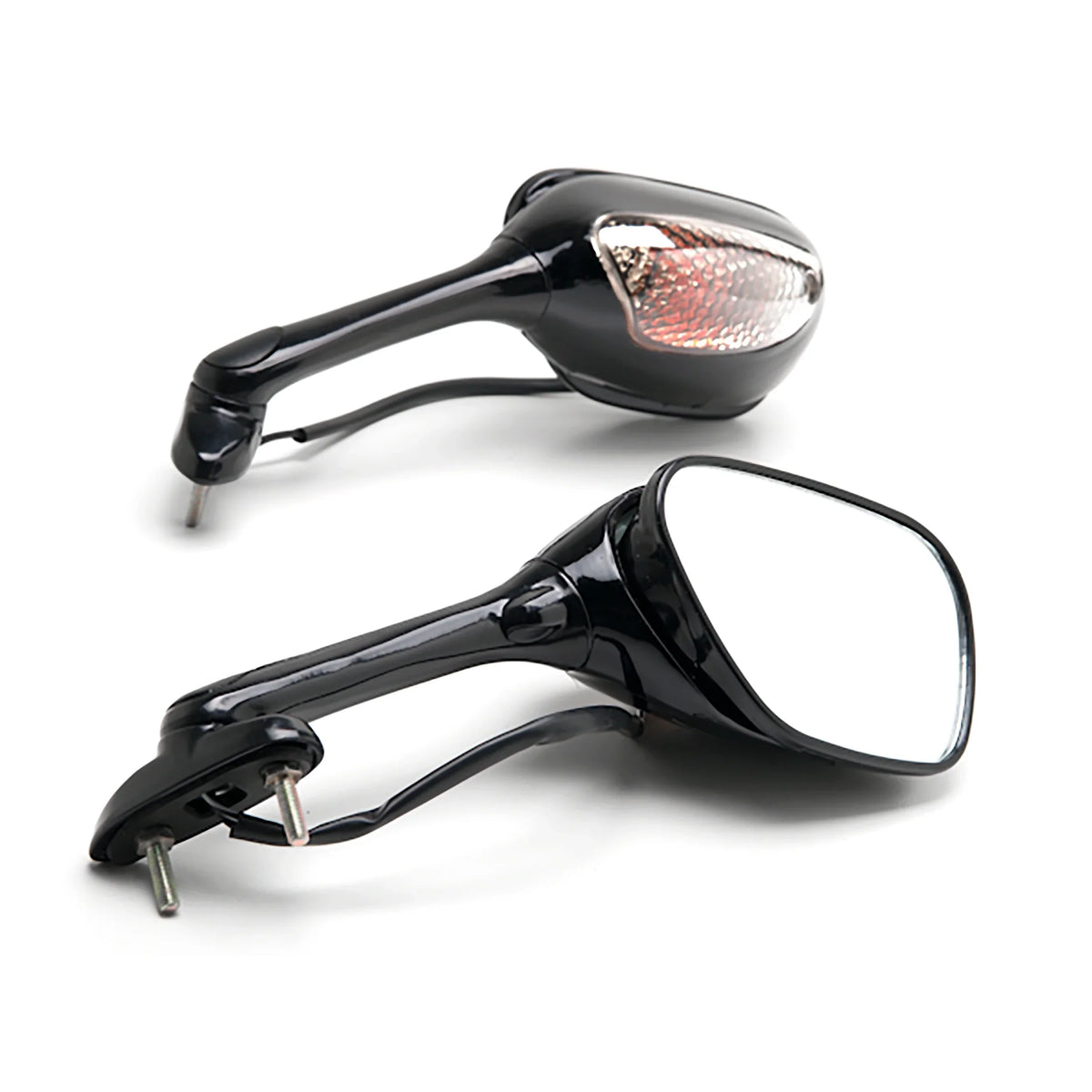 Krator Black Motorcycle Mirrors Turn Signals Left & Right suitable with 2005-2009 Suzuki GSXR 1000 / GSX-R1000