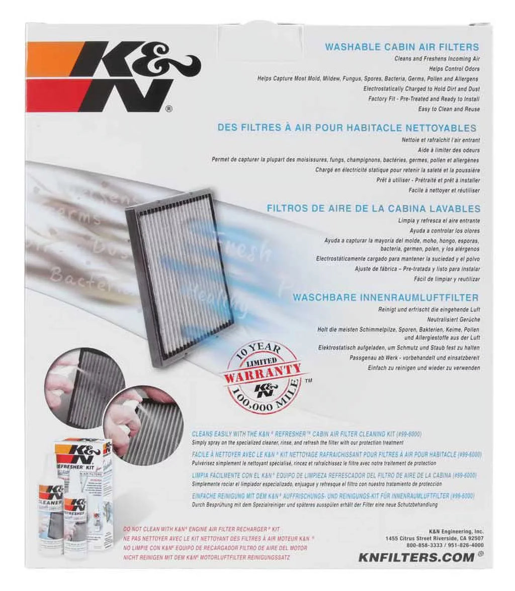 K&N VF2008 Washable & Reusable Cabin Air Filter Cleans and Freshens Incoming Air for your , Lexus Fits select: 2001-2007  HIGHLANDER, 1999-2003 LEXUS RX