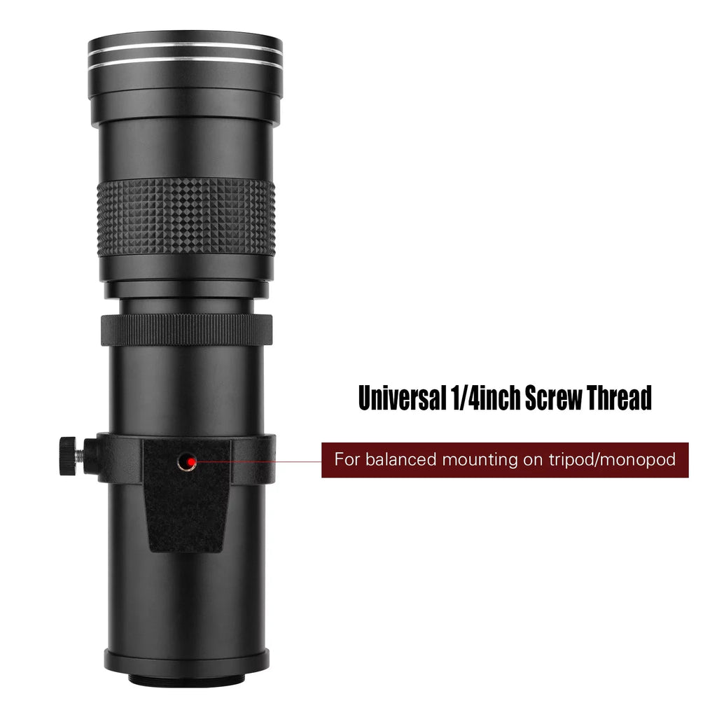 Suzicca Camera MF Super Telephoto Zoom Lens F/8.3-16 420-800mm T Mount with Adapter Ring Universal 1/4 Thread Replacement for  EF-Mount Cameras 80D 77D 70D 60D 60Da 50D 7D 6D 5D T7i T7s T6s T6