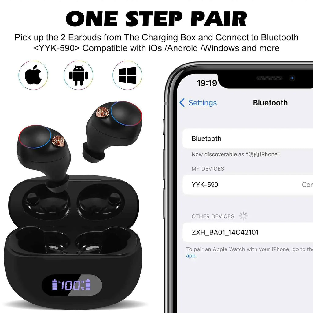 UrbanX True Wireless Bluetooth Earbuds + Charging Case, Black, Dual Connect, IPX5 moisture Resistance, Bluetooth 5.2 Connection, Balanced, Bass Boost appropriate with  K5 play