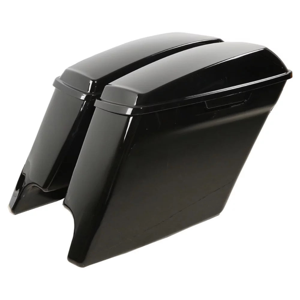 5" Glossy Black Stretched Extended Saddlebags For 2014-2022 Harley-Davidson