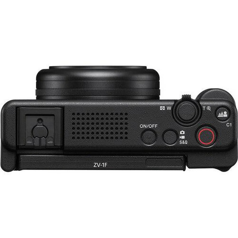 ZV-1F Vlogging Camera (Black) with 2 Pack SanDisk 64GB Memory Card + Tripod + Case + ZeeTech Accessory Bundle