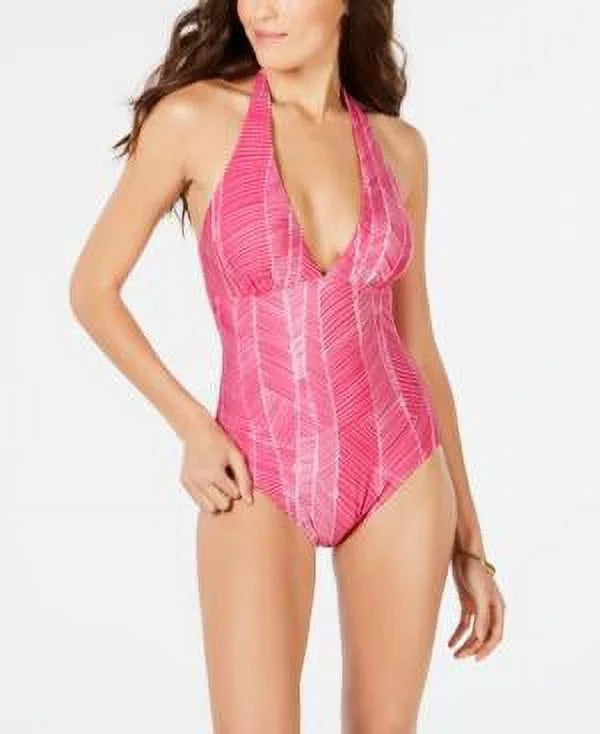 Dkny Printed Halter One-Piece Swimsuit, Women's Swimsuit, Size 14