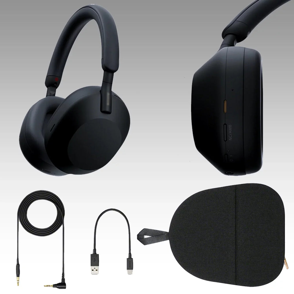 Ultimaxx Essential  WH-1000XM5 Noise-Canceling Wireless Over-Ear Headphones Bundle (Black) - Includes: moisture-protected Gadget Backpack & More (7pc Bundle)
