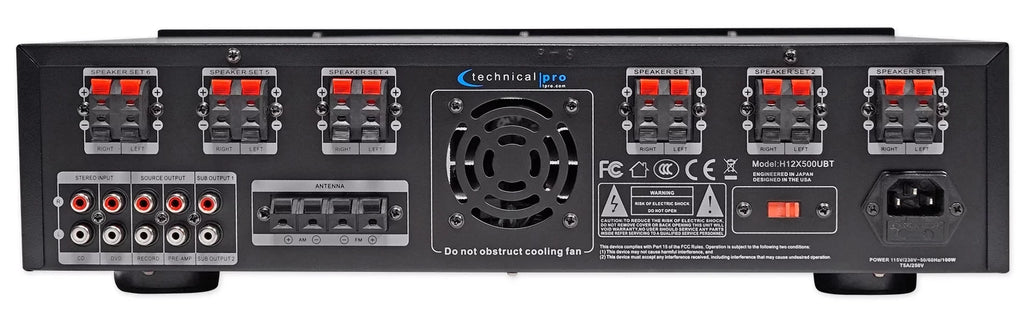 6000w 6-Zone, Home Theater Bluetooth Receiver+12) Black 6.5" Ceiling Speakers+EQ