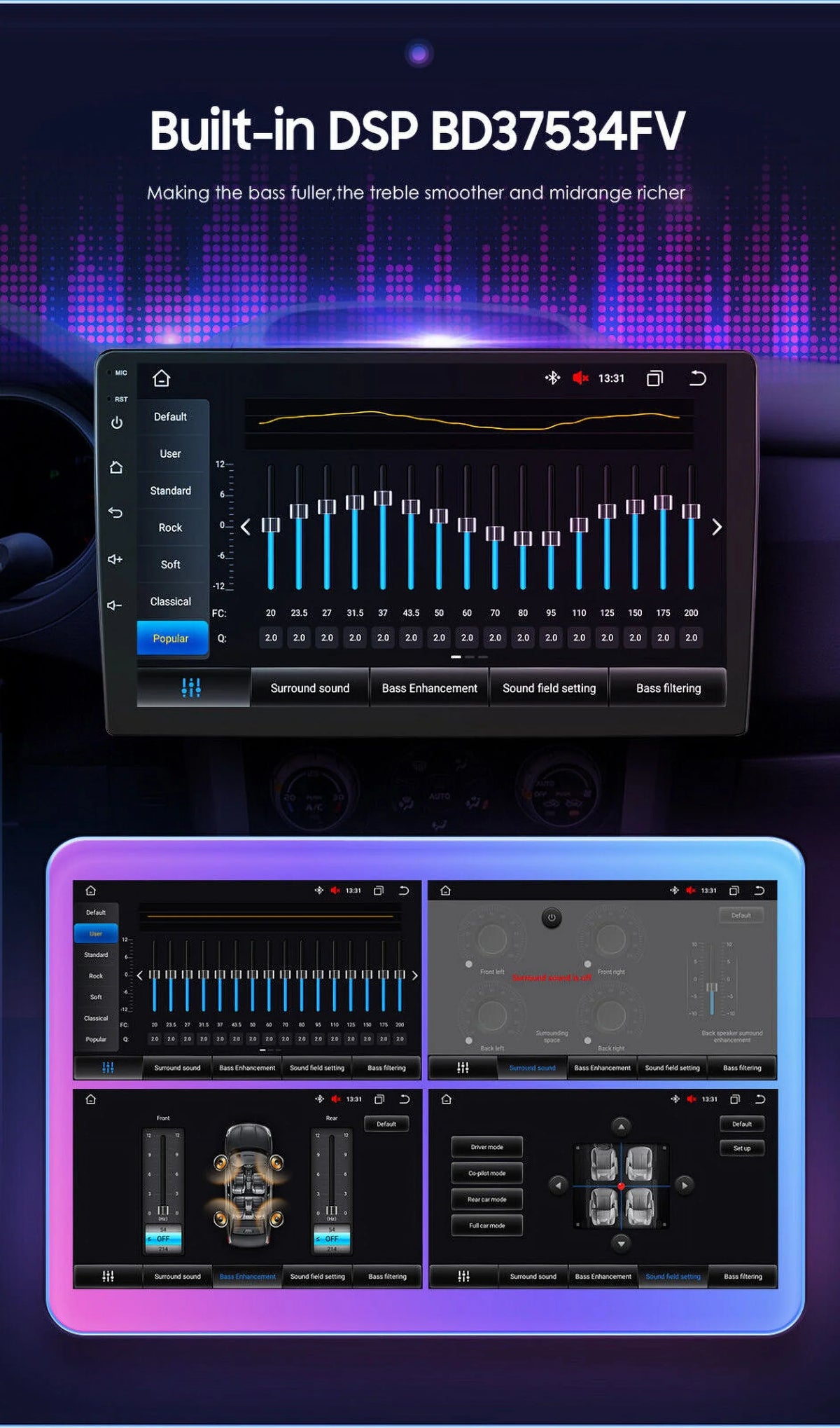 9inch 1280*720 IPS Fit  Tacoma 2005-2015 Android Octa Core 4+32GB Car Radio Stereo DSP Carplay GPS NAVI AM FM elements