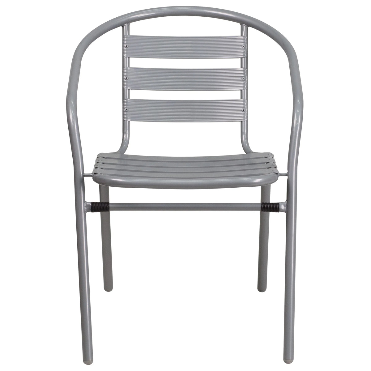Flash Furniture 4 Pack Silver Metal Restaurant Stack Chair with Aluminum Slats