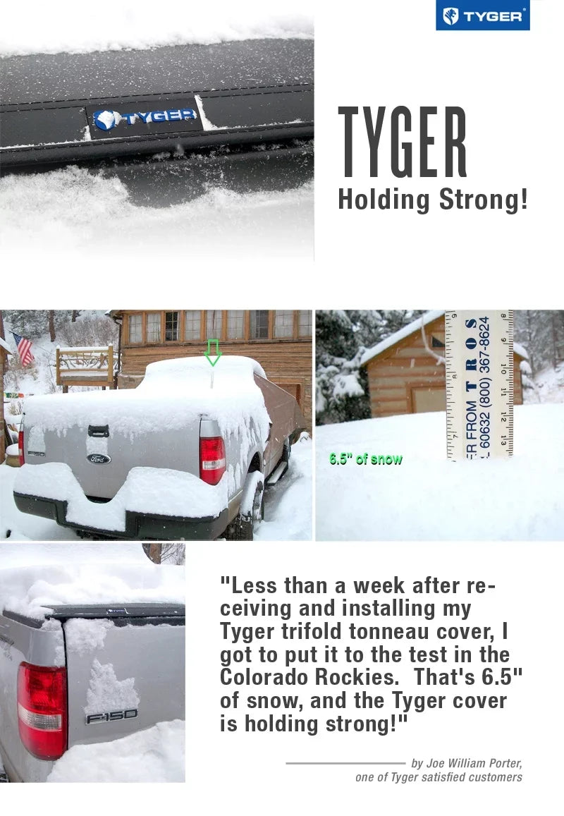 TYGER TG-BC3F1019 Tri-Fold Pickup Tonneau wrap Fit 09-14  F-150 (NOT Raptor Series) w/o Utility Track 5.5 feet (66 inch) Trifold Truck Cargo Bed Tonno shield (NOT For Stepside) 2010 2011 2012 2013