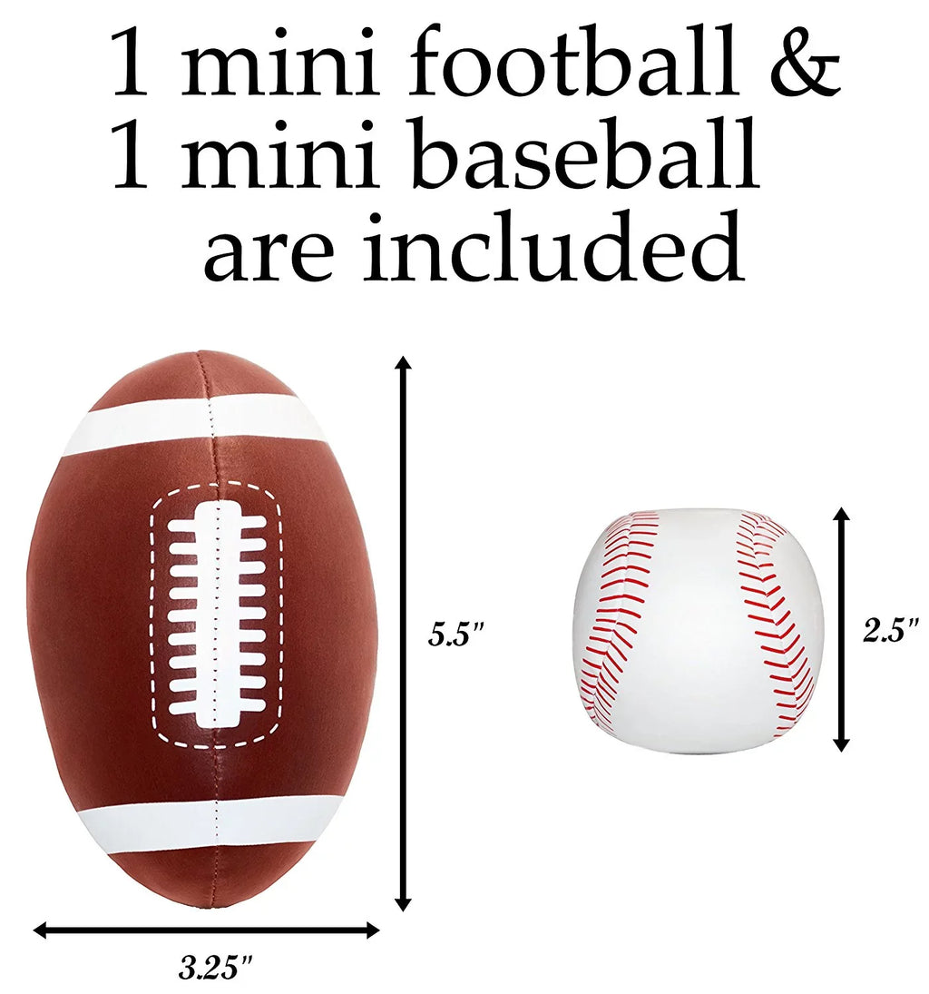 Inflatable Two Sided Football & Baseball Target Set - Includes One Inflatable 5 Foot Tall Target (Football Player on one side and Baseball Catcher on 2nd Side), a Soft Mini Football and Mini Baseball