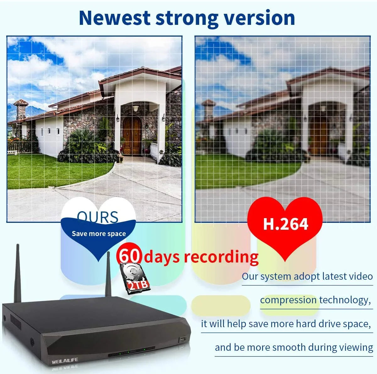 【5.0MP Two Way Audio】 PoE Security Camera System, 4pcs 5MP IP66 Waterproof Security Cameras, 8 Channel NVR Recorder with 2TB HDD, 24/7 Video Complete Surveillance Systems for Outdoor/Indoor Use
