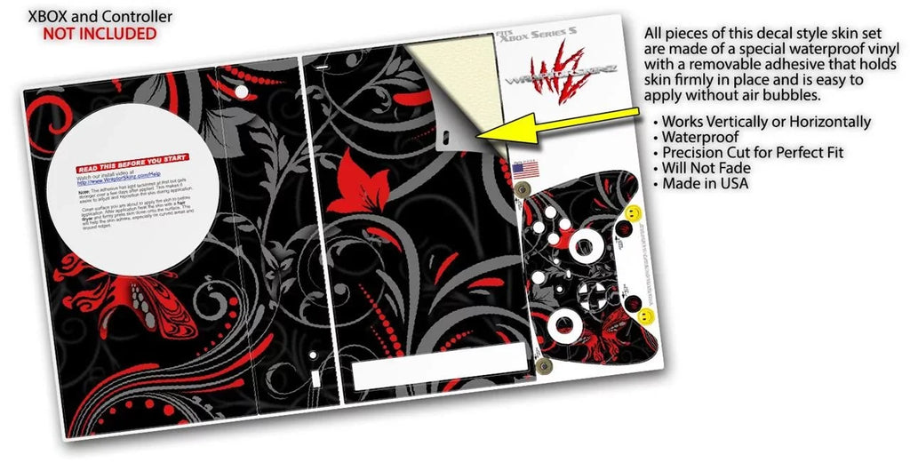 WraptorSkinz Skin Wrap matching with the 2020 XBOX Series S Console and Controller Twisted Garden Gray and Red (XBOX NOT INCLUDED)