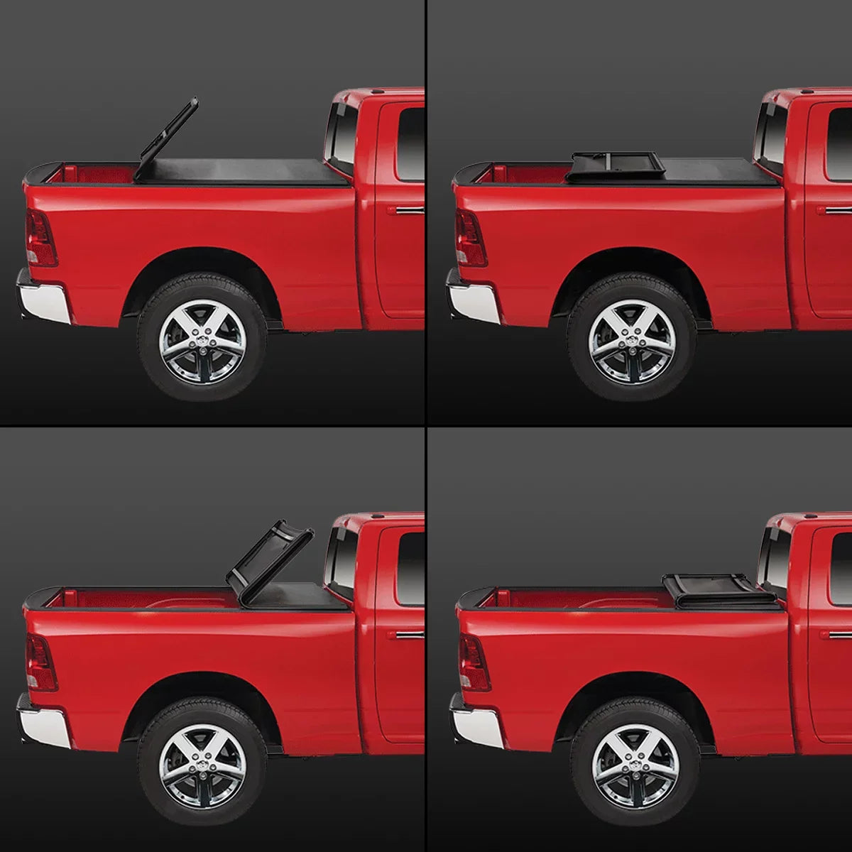 For 2009 to 2022 Dodge Ram 1500 2500 3500 6.5Ft Fleetside Bed Matte Black Soft Top Tri-Fold Adjustable Tonneau shield Kit