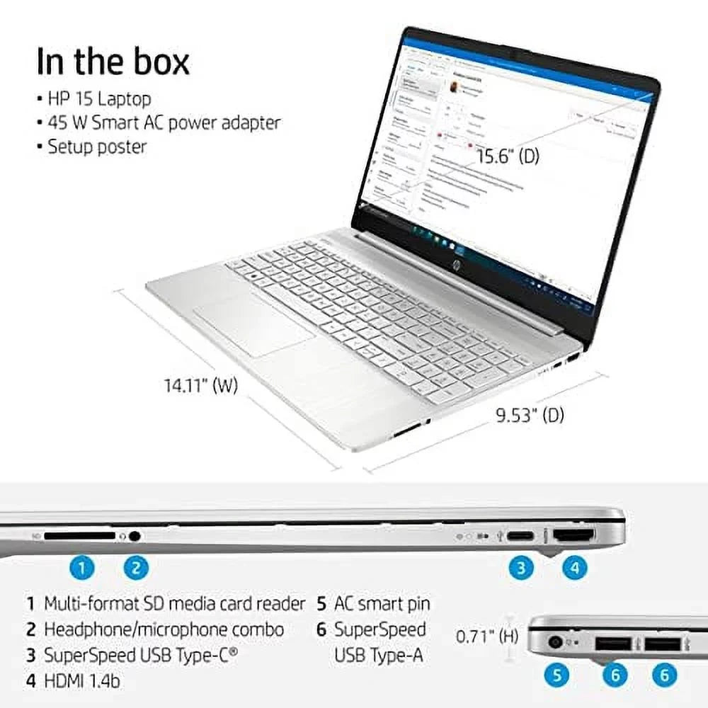 2022 15.6" FHD Micro-Ege Display Laptop PC  11th Gen 4-Core i7-1165G7 12GB DDR4 RAM 512GB NVMe SSD  Iris Xe Graphics Webcam HDMI WiFi AC BT USB-C Silver Windows 11 Home w/RE USB Drive