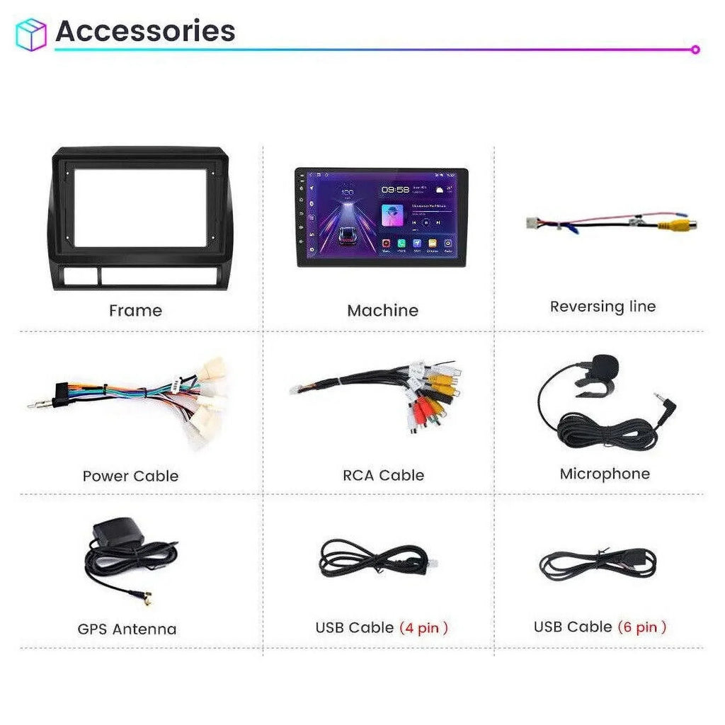 9inch 1280*720 IPS Fit  Tacoma 2005-2015 Android Octa Core 4+32GB Car Radio Stereo DSP Carplay GPS NAVI AM FM elements