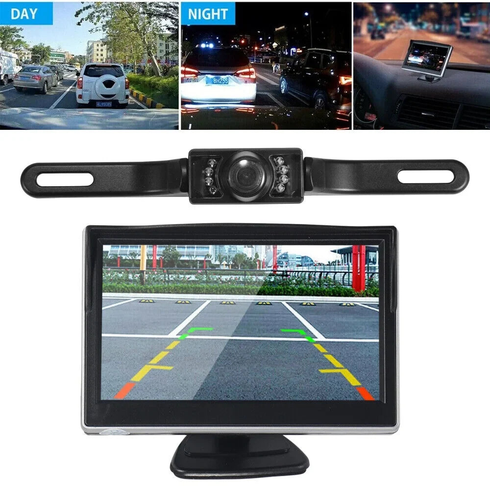 KingFurt  Car Night Vision Backup Camera Kit 5" Wireless Monitor HD Rear View Waterproof