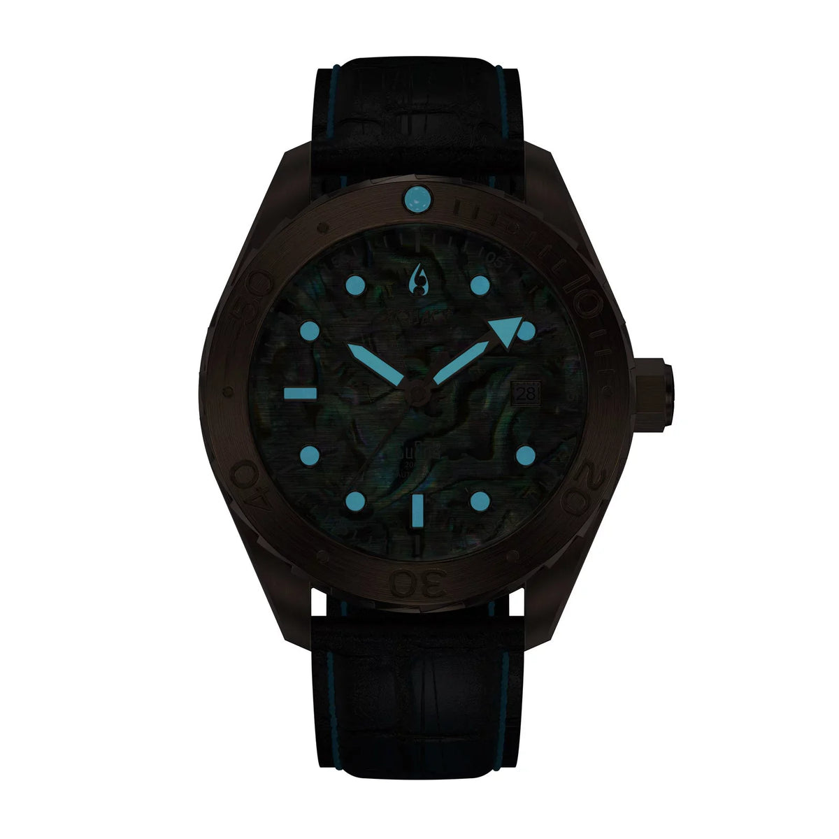 Aquacy Bronze CuSn8 Abalone Automatic Diver Watch BR.AB.8215.L - Screw Down 316L Stainless Case Back - 200M liquid Resistance - 40 Hours Approx Power Reserve Dive Swimming Wrist Watches For Men