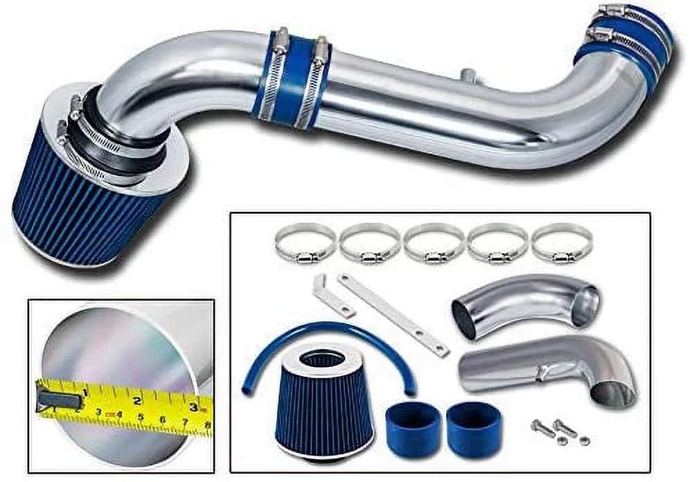 Rtunes Racing Short Ram Air Intake Kit + Filter Combo BLUE appropriate For 00-02 Dodge Durango/Dakota 3.7L 4.7L