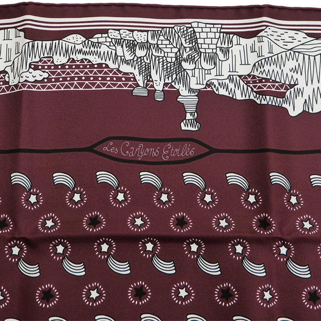 Pre-Owned HERMES Hermes Not For Sale Limited Petit Care Carre 55 Les Canyons Etoiles From the to Stars Nanatsu Star Train Scarf Muffler Pocket Chief (Like New)