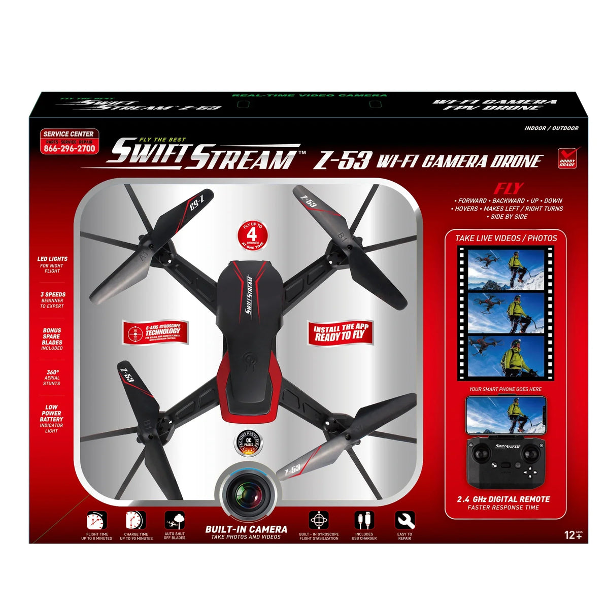 Swift Stream High Performance RC Z-53 Wi-Fi Camera Drone, 360° Aerial Stunts & Flight Stabilization