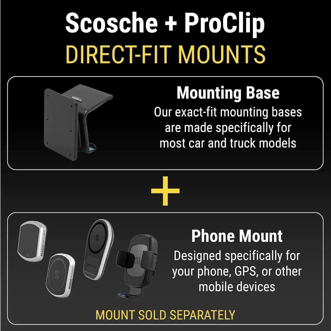 Scosche PC855700 ProClip Center Dash Phone Mount appropriate with 2021-2023  Bronco SUVs (Mounting Base Only)