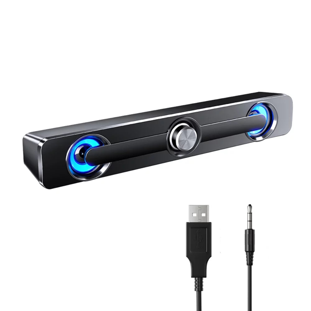 V-111 Computer Speaker USB Wired Powerful  Bar Stereo Subwoofer Bass Speaker Surround Sound Box for PC Laptop Phone Tablet MP3 MP4