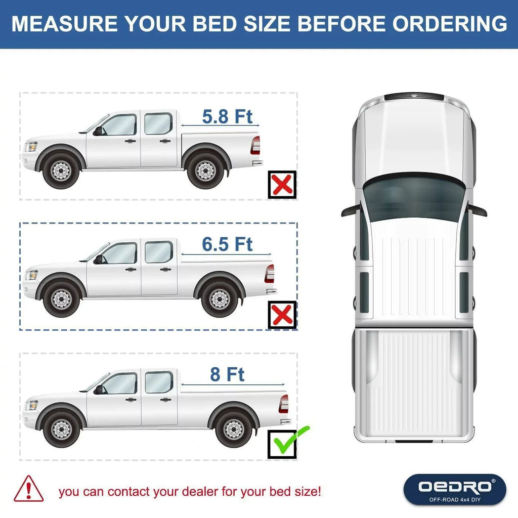 Ledkingdomus 8 Ft Soft Quad Fold Truck Bed Tonneau shield for 02-23 Dodge Ram 1500 /Ram 2500 3500
