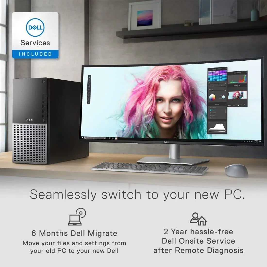 XPS 8950 Desktop Computer - 12th Gen  Core i7-12700, 32GB DDR5 RAM, 512GB SSD + 1TB HDD,  UHD 770 Graphics, Killer Wi-Fi 6, Air Cooling, USB-C, Bluetooth, Windows 11 Pro - Black