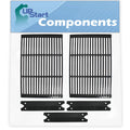 2 BBQ Grill Cooking Grates & 3 Heat Shield Plate Tent Replacement Parts for Charmglow 810-6320-V - suitable Barbeque Porcelain Enameled Cast Iron Grid 19" & Flame Tamer, Flavorizer Bar
