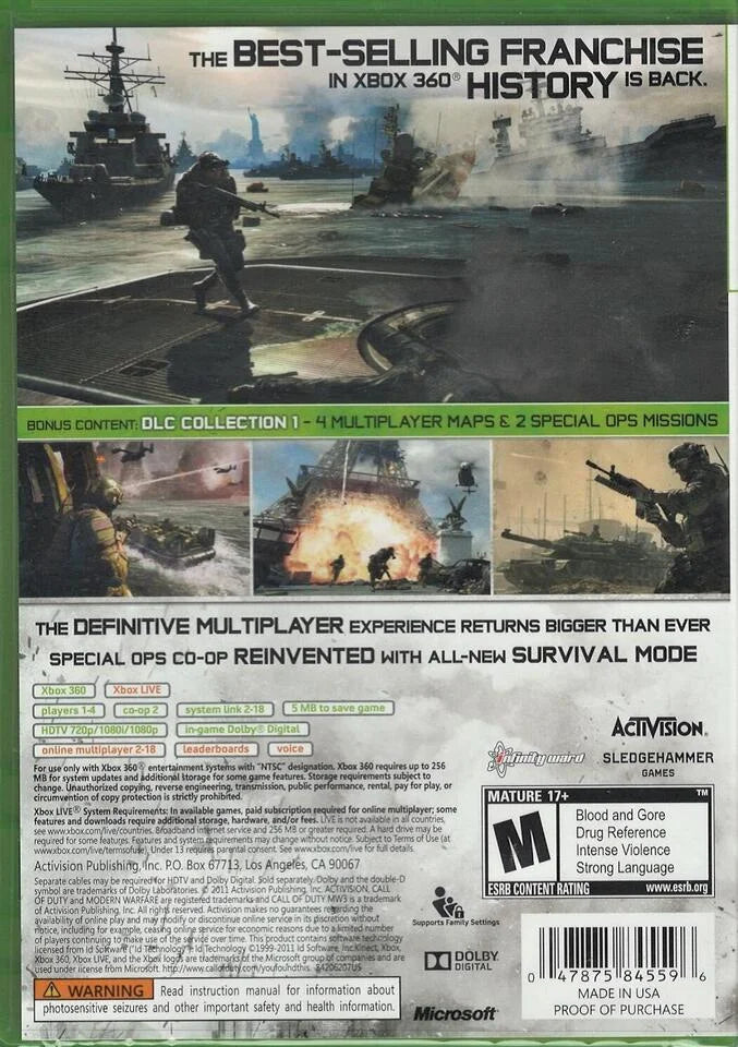 Call of Duty: Modern Warfare 3 w/DLC Xbox 360 (Brand New Factory Sealed US Versi