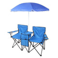 SYTHERS Double Outdoor Folding Beach Chair, High Strength Camping Chair with Mini Table Beverage Holder Carrying Bag, for Beach Patio Pool Park Outdoor Portable Camping Chair, Blue