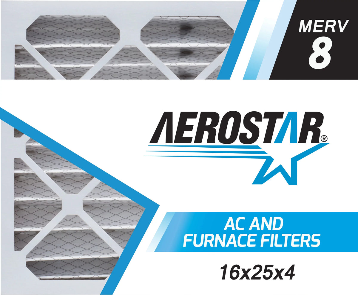 Aerostar 16x25x4  AC and Furnace Filter -  Merv 8, Box of 3