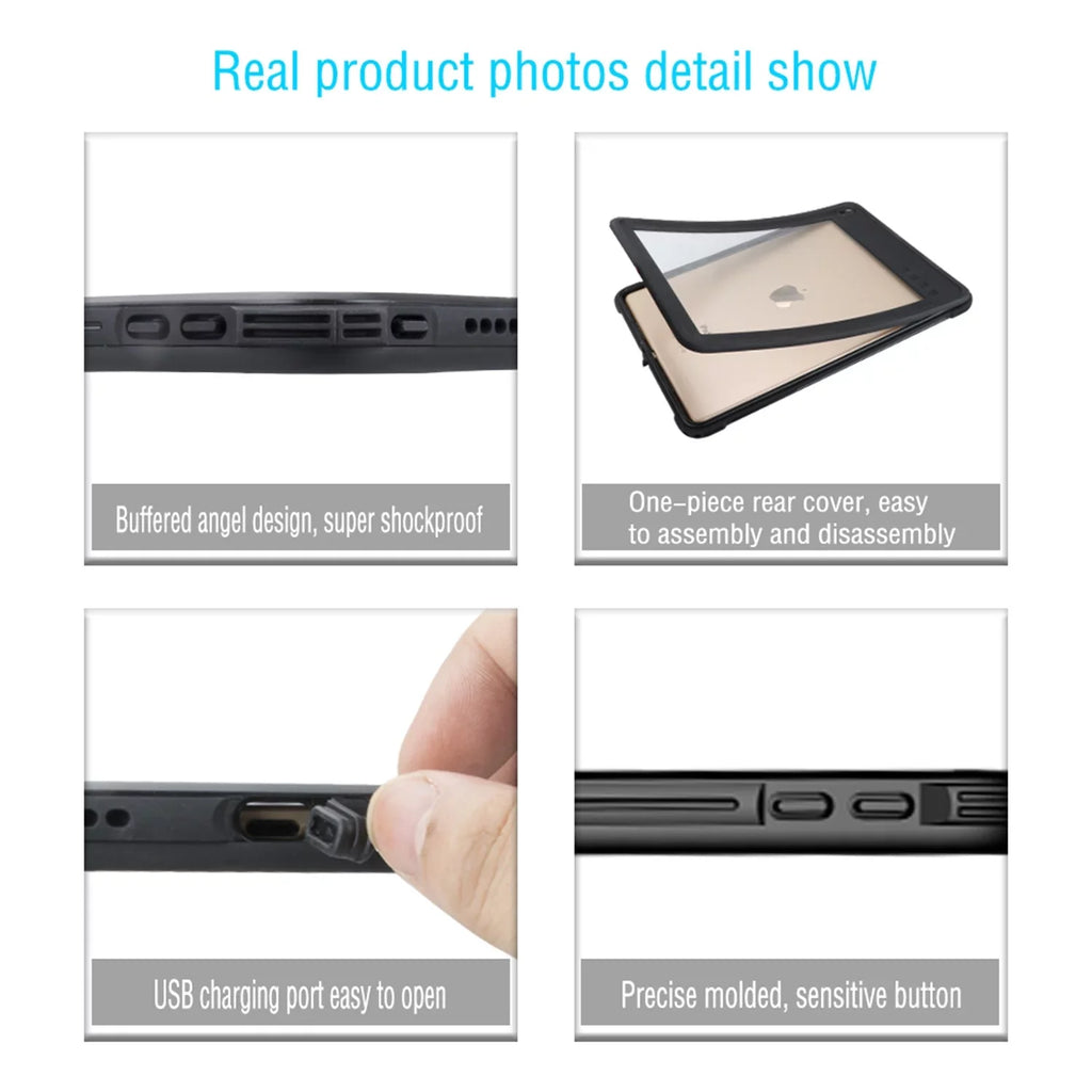 UUCOVERS iPad Air 3 Case 2019 Waterproof, iPad Pro 10.5 Case Rugged Full Body Protective Transparent wrap with Built in Screen Protector Shockproof Case for iPad Air 3 2019/ iPad Pro 10.5 2017,Black