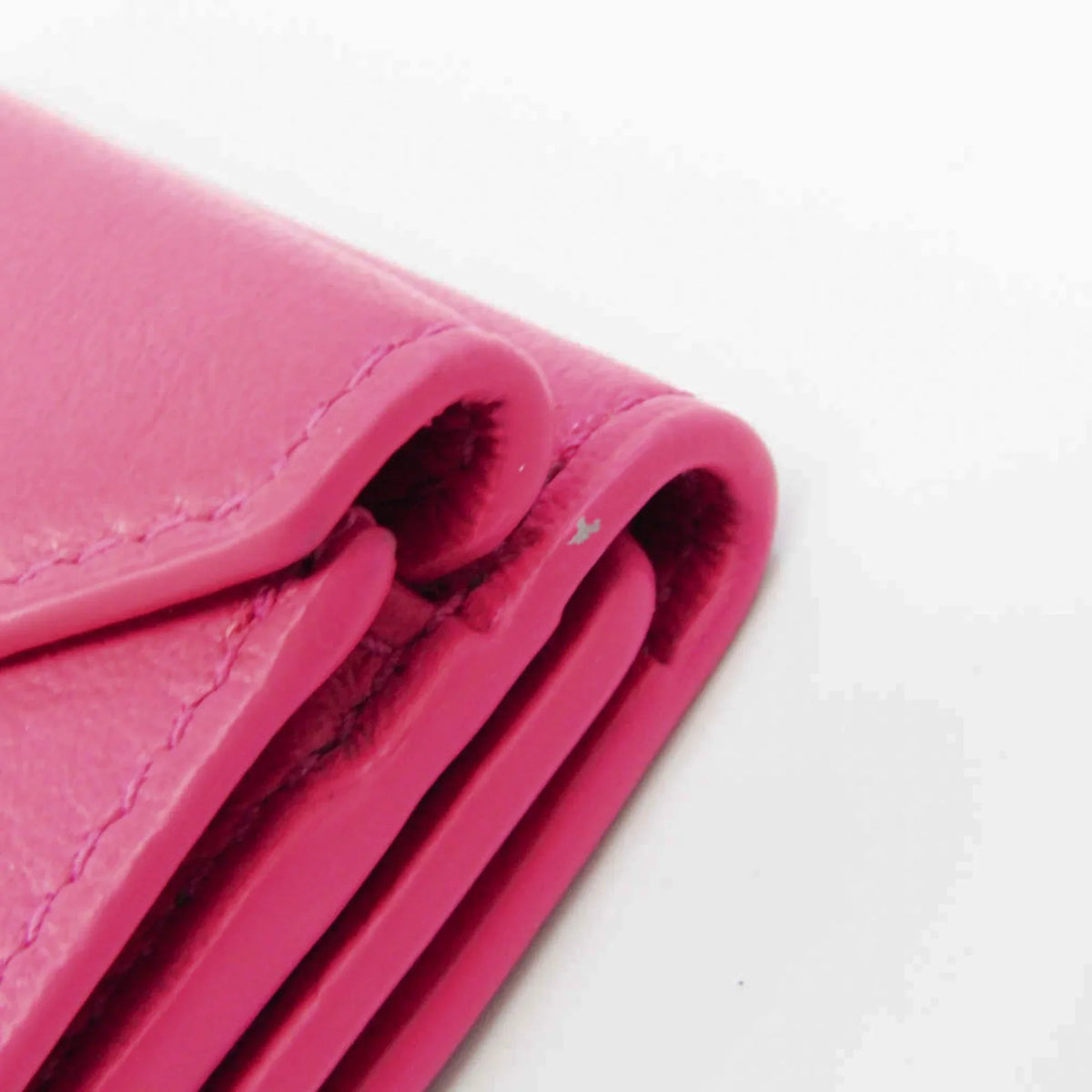 Pre-Owned Balenciaga Paper Mini Wallet 391446 Women's Leather Wallet (tri-fold) Pink (Good)