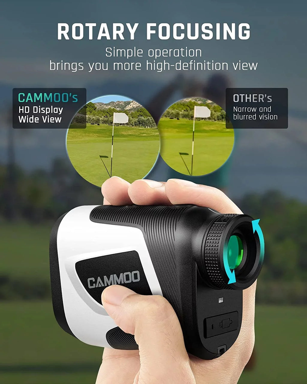 Ashfly Golf Rangefinder with Slope, 1100Y Range Finder Golfing with 5 Mode, 6X Magnification, USB Charging, Clear & Accurate Measurement, Vibration Alert, for Golfing, Hunting, Measurement - M1000