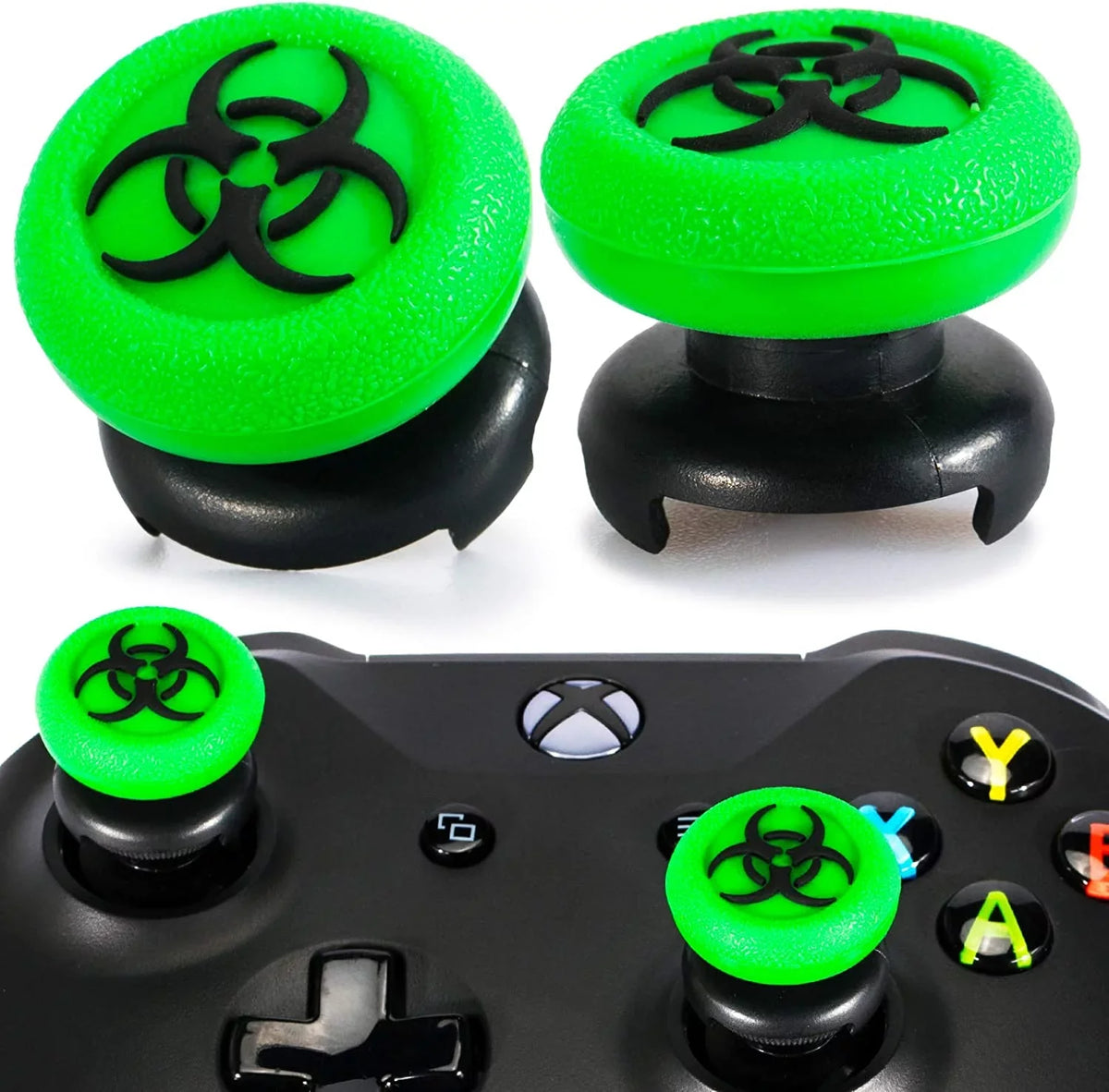 FPS Thumbstick Extender & 3D Texture Rubber Silicone Grip shield 2 Sets for Xbox Series X/S & Xbox One Controller(BioH Green) BOLT AXTION Bundle Like New