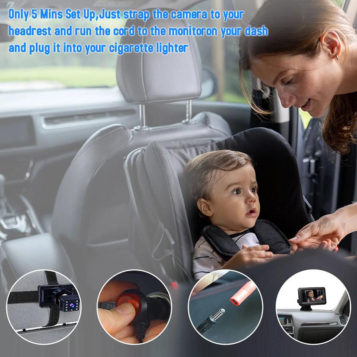 Baby Car Mirror - 1080P Baby Monitor Camera with 4.3’’ IPS Screen, Night Vision, Adjustable Wide View Angle for Infants, Kids, and Pets
