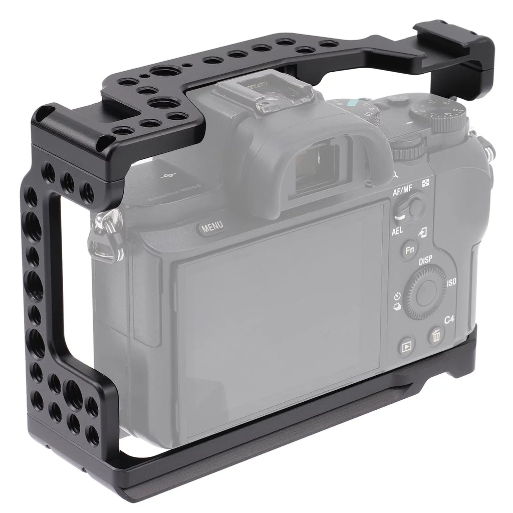 Cage Aluminum Alloy Video Cage Replacement for  A7M3 A7R3 A9 Mirrorless with Cold Shoe Mount 14 Inch & 38 Inch Screw Holes