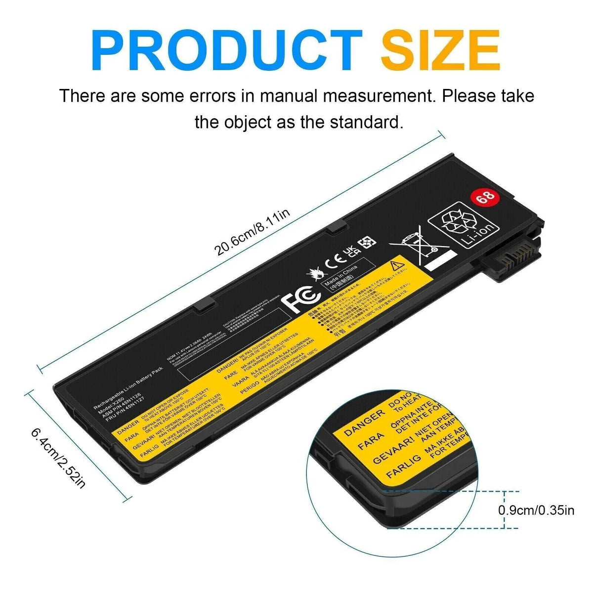 68 Replacement 45N1775 Battery for  ThinkPad T440 T450 T550 X240 X240s X250 X260 Notebook Laptop 24Wh 11.4V
