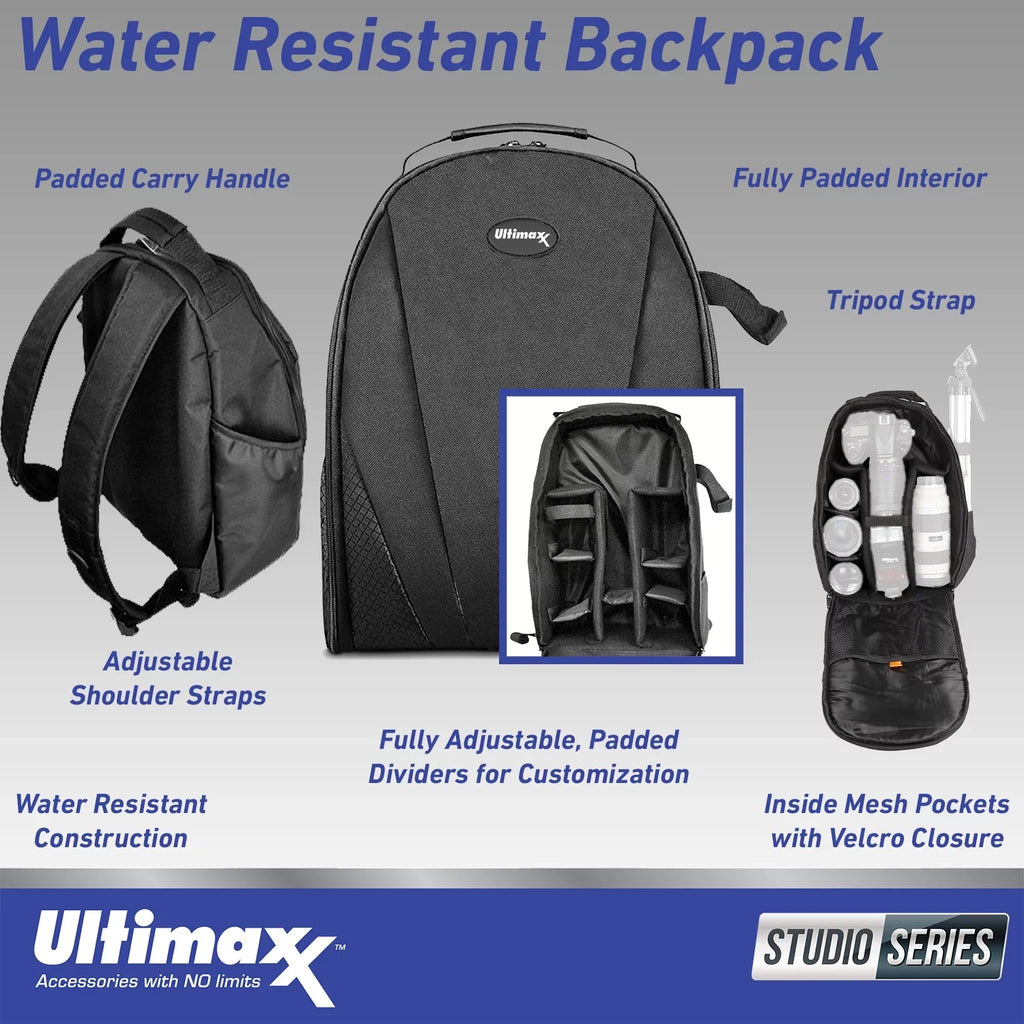 Ultimaxx Essential  WH-1000XM5 Noise-Canceling Wireless Over-Ear Headphones Bundle (Black) - Includes: moisture-protected Gadget Backpack & More (7pc Bundle)