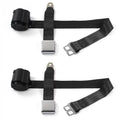 SafeTBoy  AMC Eagle 1979-1987 Airplane 2 Point Black Retractable Bucket Seat Belt Kit - 2 Belts