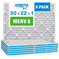 Aerostar 20x22x1 MERV 8 Pleated Air Filter, AC Furnace Air Filter, 6 Pack