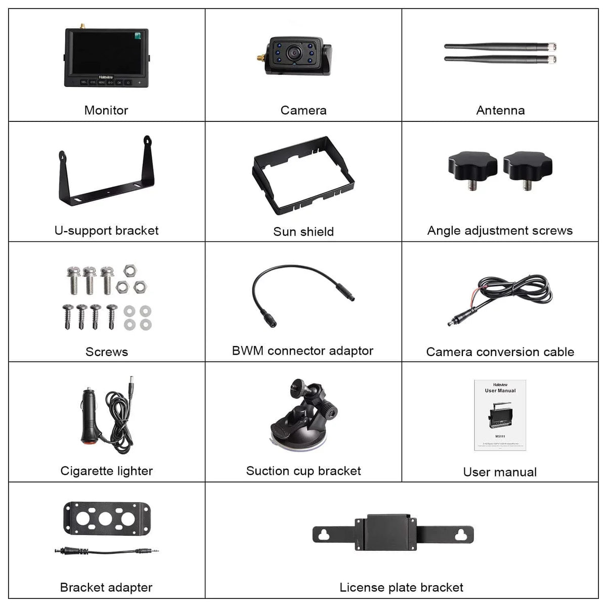 Haloview MC5111 5'' 720P HD Digital Wireless Backup Camera System 5'' LCD Rear View Monitor and IP69K Waterproof Reversing Built in DVR Kit for Trucks/Trailer/Bus/RVs/Pickups/Camper/Vans
