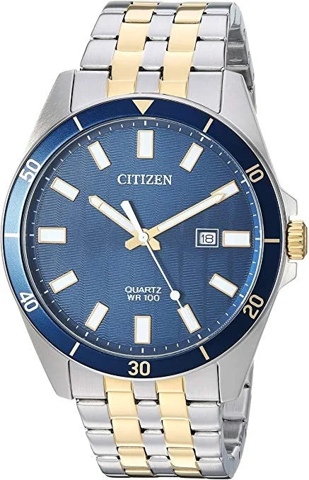 Citizen BI5054-53L Men's Quartz Two Tone Stainless Steel Blue Dial Analog Watch