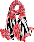 Hyjoy Watercolor Red Roses Long Silk Neck Scarf Lightweight Shawl Wrap Scarves for Women Girls