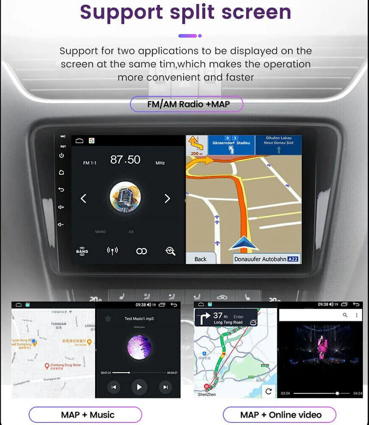 9inch 1280*720 IPS Fit  Tacoma 2005-2015 Android Octa Core 4+32GB Car Radio Stereo DSP Carplay GPS NAVI AM FM elements