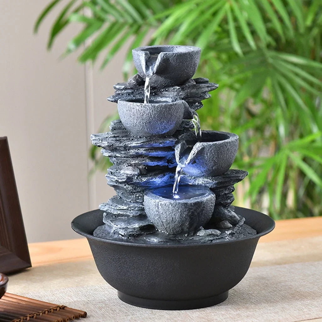 Tabletop moisture Fountain with s Feng Shui Outdoor Waterfall Landscape Home Bedroom , E