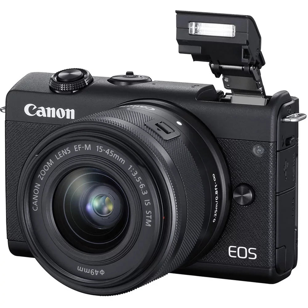 EOS M200 Digital Camera with 15-45mm Lens (Black) - 20PC Accessory Bundle