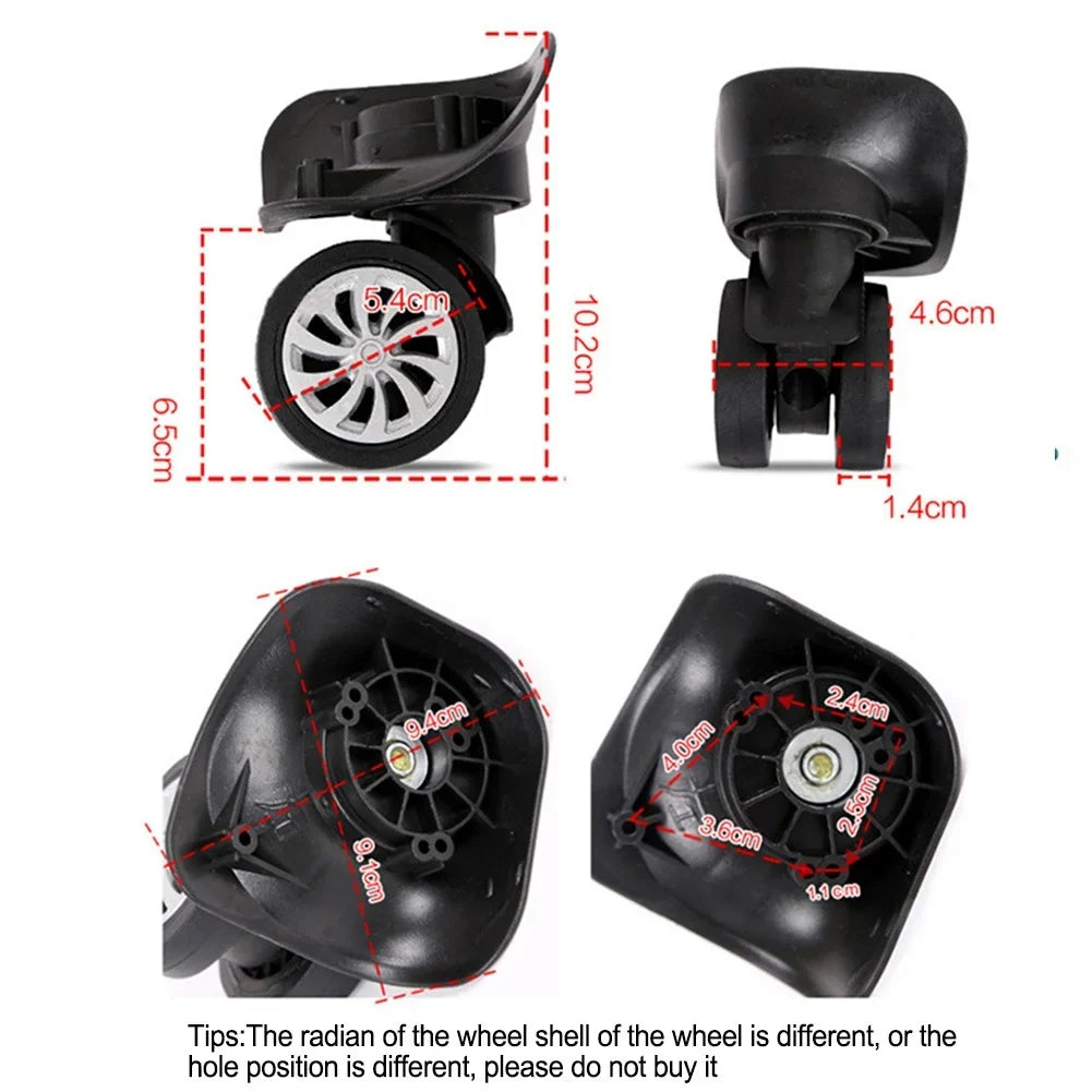 Replacement Luggage Suitcase Wheels,4*2.55inch,4Pcs/Set,Swivel Universal Wheel Black,Plastic,Dual Roller Wheels